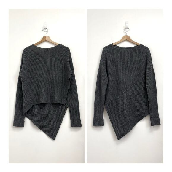 Brochu Walker Thandee Asymmetrical Ribbed Knit Minimalist Luxury Wool Sweater S - Picture 1 of 15
